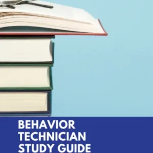 Stack of books and cover of Behavior Technician Study Guide by Dr. Jamie Flowers